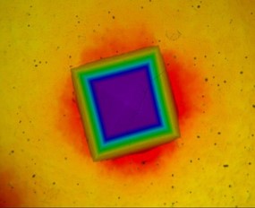 Hot hardness tester indent at 250 Celsius
