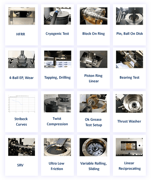 Lubricant test summary on Rtec instruments universal tribometer lubricant and oil tribology testing setups by Rtec Instruments
